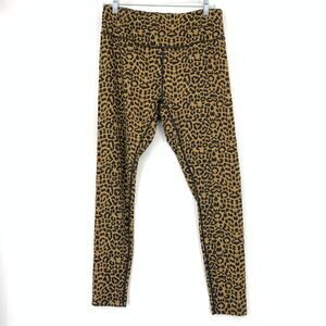 Core 10 Leopard Print Leggings Womens Size Large Tan Black Pull On